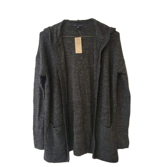 NWT American Eagle Outfitters Hooded Cardigan  Open Front Gray Womens Size XXS - Picture 2 of 6